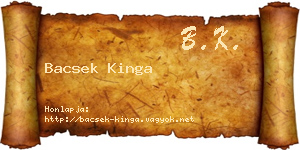 Bacsek Kinga névjegykártya