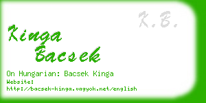kinga bacsek business card